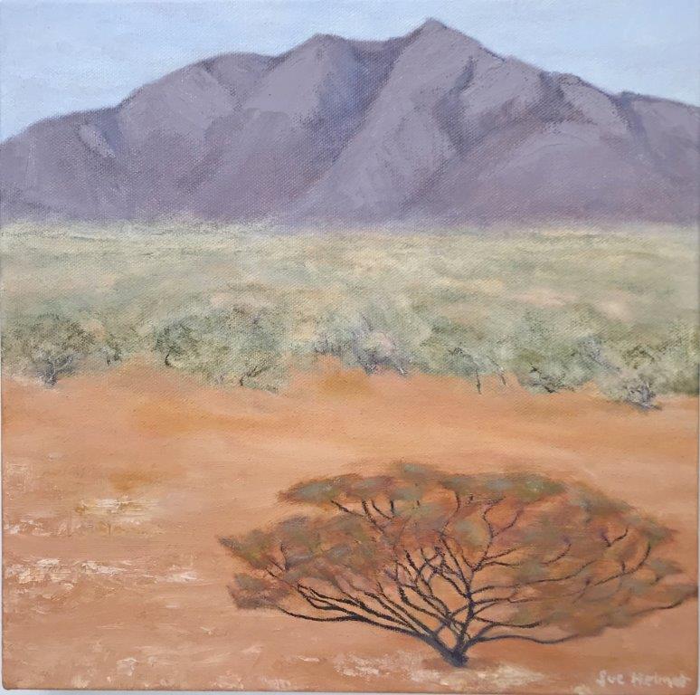 Eye Spy Mt Augustus oil on canvas by Sue Helmot Artist who is based in Carnarvon in the remote Gascoyne region of Western Australia